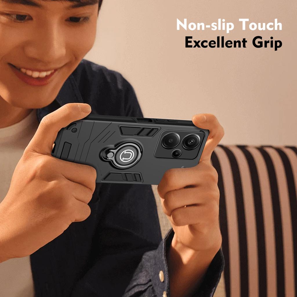 For Xiaomi Redmi Note 13 Pro+ 5G Case PC+TPU Ring Kickstand Shockproof Phone Cover