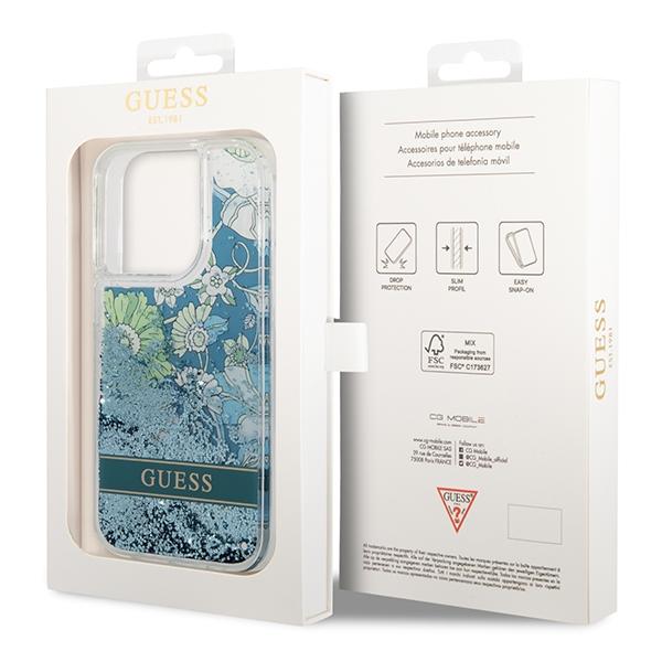 Guess Guhcp14Llflsn Iphone 14 Pro 6,1 Zielony/Green Hardcase Flower Liquid Glitter