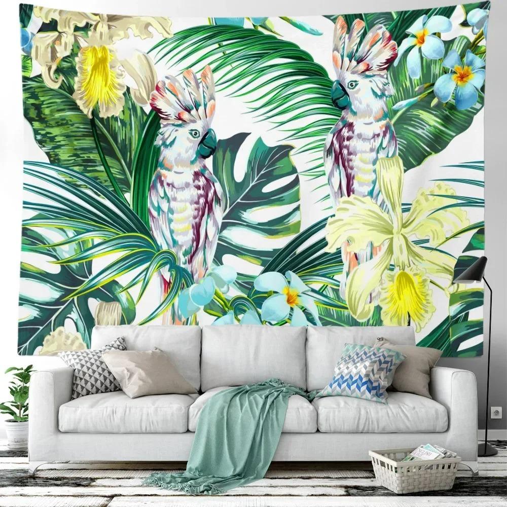 Room Decoration Bedroom Aesthetic Green Plant Flower Tapestry Tropical Plant Series Hanging Landscape Flower Indoor Tapestry