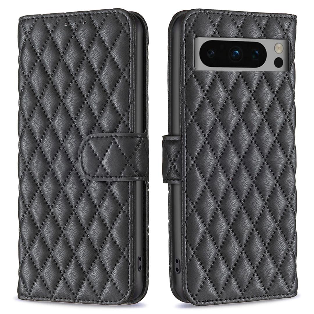 

BINFEN COLOR BF Style-14 for Google Pixel 8 Pro Imprinted PU Leather Anti-drop Phone Case Wallet Stand Cover Black
