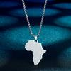 Kinitial Stainless Steel African Country Map Pendant Charm Necklace Jewelry  Clavicle Chain Necklace for Women Party Choker Gift