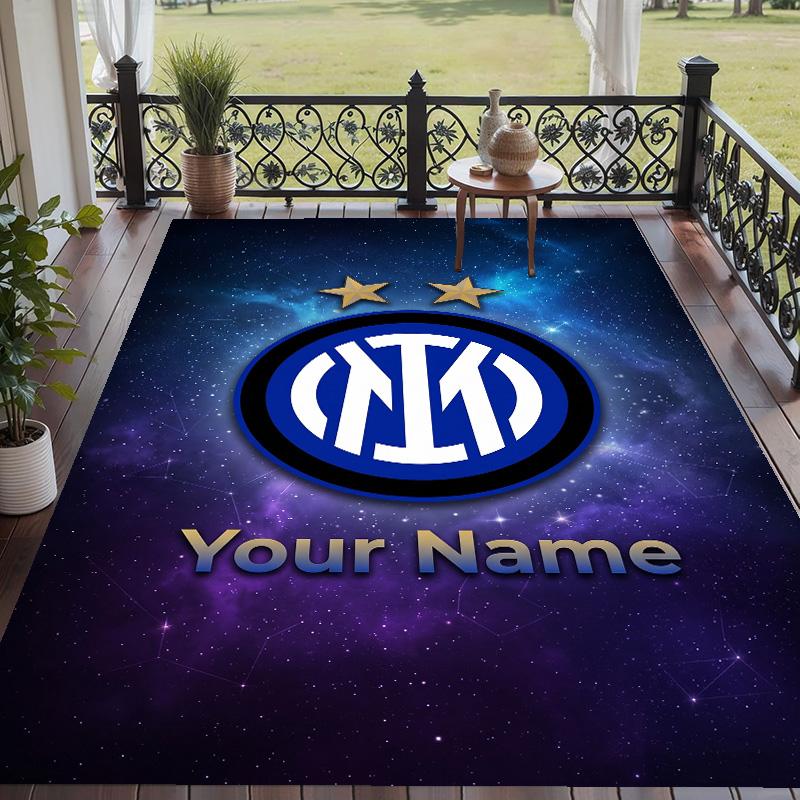Custom Text Printed Rug Inter Milan Non Slip Floor Carpet For Home Room Decor