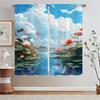 Summer Theme Lotus Pond Kitchen Curtains Livingroom Elegant Room Curtains for Bedroom Decoration Home and Decoration Blackout