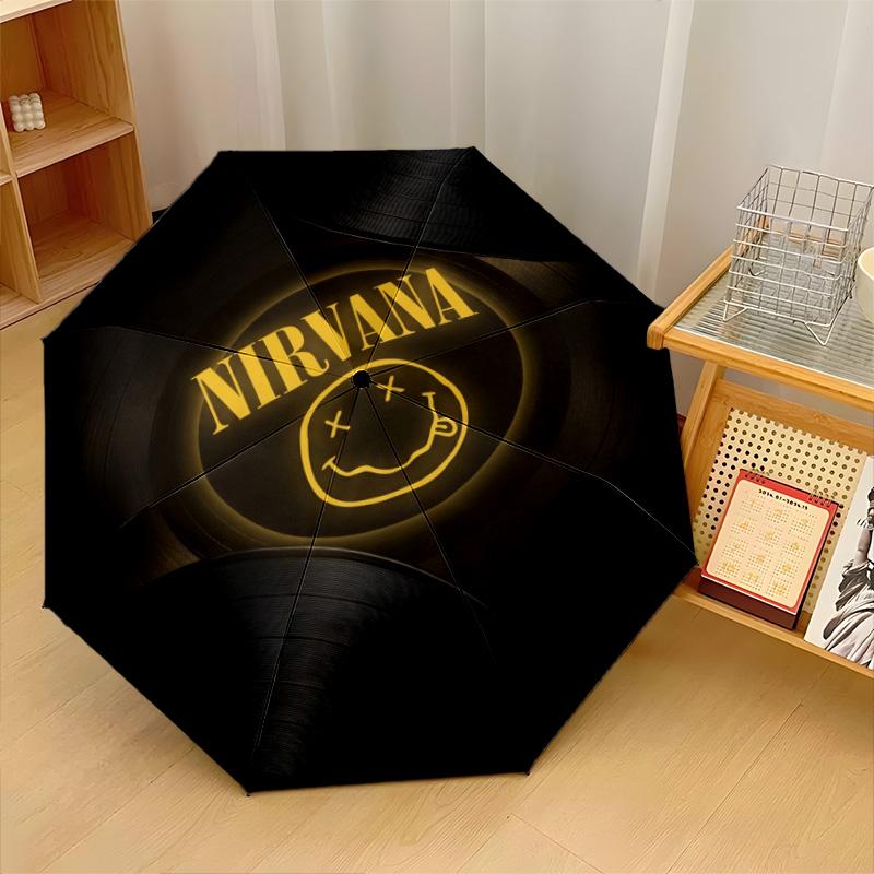 Nirvana Print 8?Ribs Automatic Umbrella Wind Resistant Lightweight Folding Umbrella For Outdoor Travel