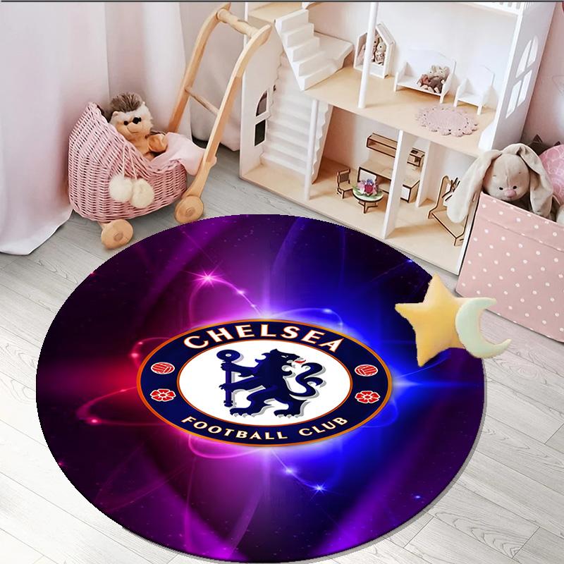 1PC round rug Chel-sea Fc Printed Round Area Rug ,Rug For Home Office, Round Chair Rug, Decorative Carpet Fan gifts Christmas gift