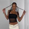 Mesh Corset Black Crop Top Women Patchwork Tube Top Sexy Sleeveless Off Shoulder Cami Summer Streetwear Slim Strapless Tank Tops