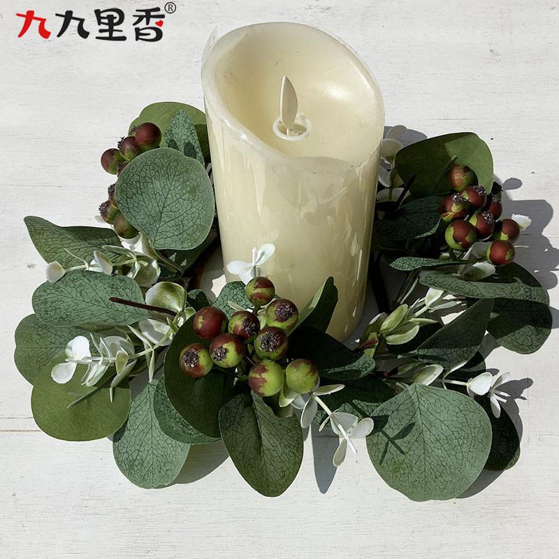American Spring Simulation Wreath Candle Wreath Eucalyptus Wreath Eucalyptus Leaf Wreath Dining Table Money Leaf Wreath