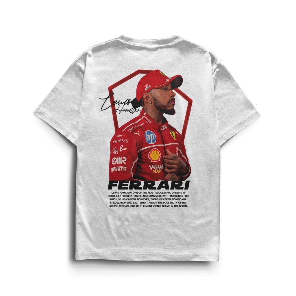 T-shirt Grafica Auto da Corsa Ferrari Lewis Hamilton Uomo Donna Cotone Casual Oversize Street Hip Hop Manica Corta Abbigliamento Femminile Maschile