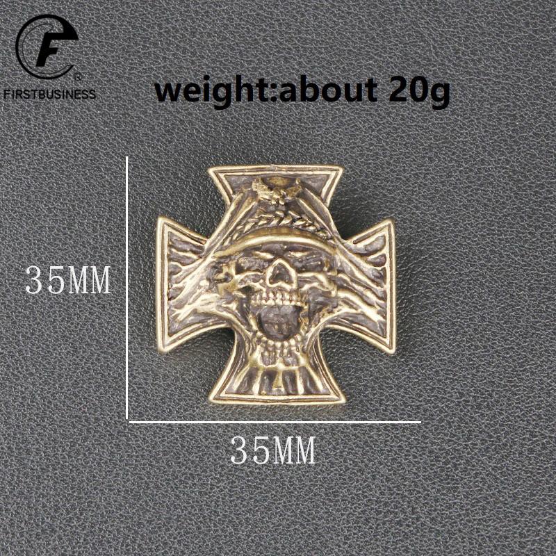 Vintage Brass Cross Skull Head Rivets Retro Shouting Skull Funky DIY Leather Belt Wallet Garment Buckles with Screw