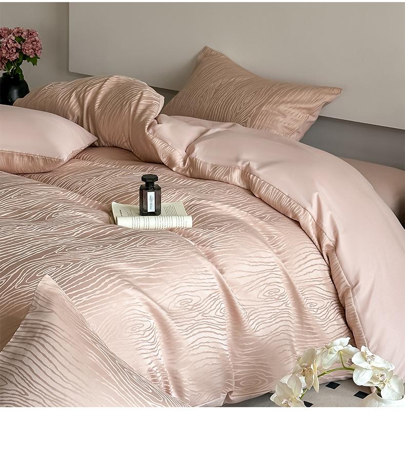 Sleep Grid Washed Cotton Silver Silk Large Jacquard Four Piece Set