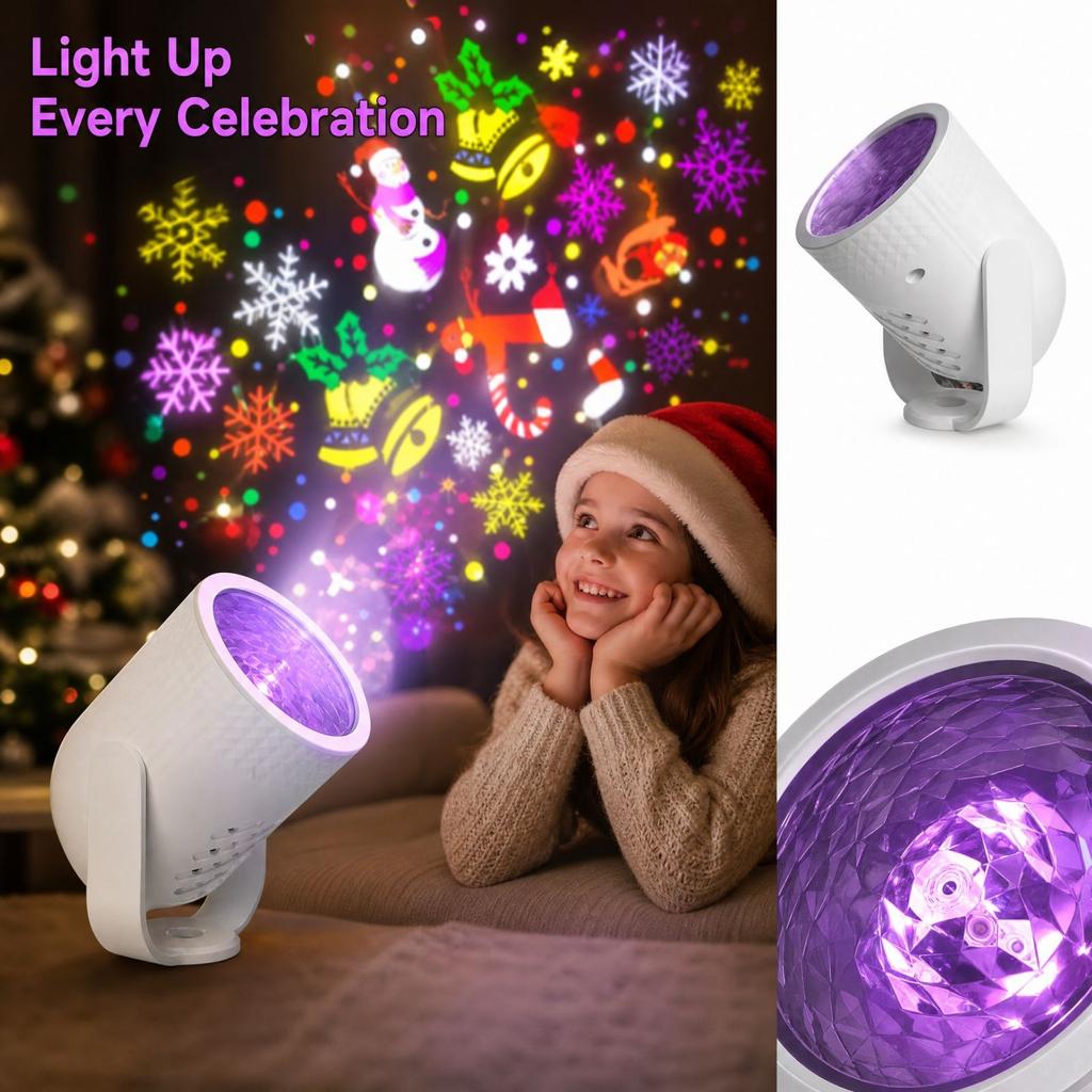 Christmas Projector Light with Colorful Rotating Ambient Lighting for Holiday Home Decor