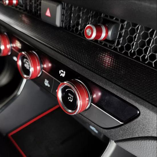7Pcs Console Air-Condition Adjust knob Red Trim Cover For Honda CRV CR-V -24