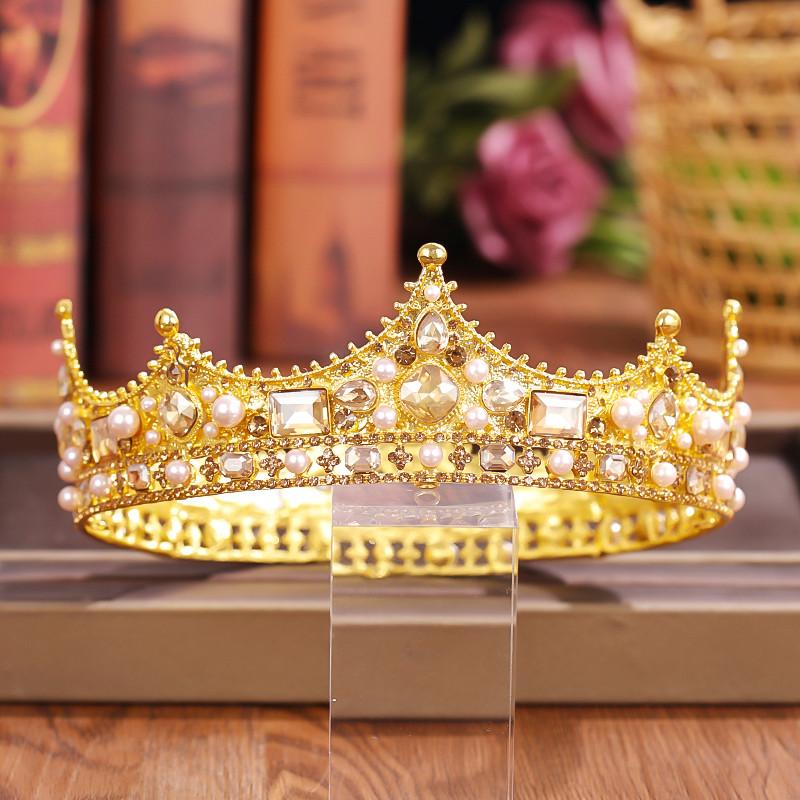 Crystal Rhinestone Round Crown Tiara Hair Jewelry Wedding Hair Accessories Bridal Hair Jewelry Queen Party Crown and Tiaras Gift