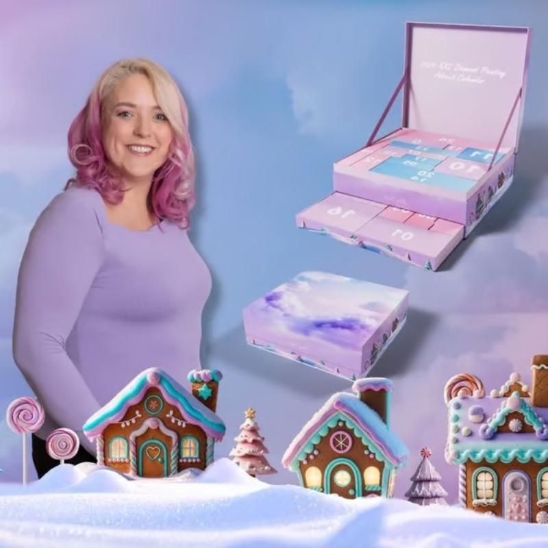 2025 XXL Diamantmalerei Adventskalender Boxen DIY Bastelset Diamantmalerei zum Ausfüllen 24-Tage Weihnachts-Countdown-Kalender Geschenk