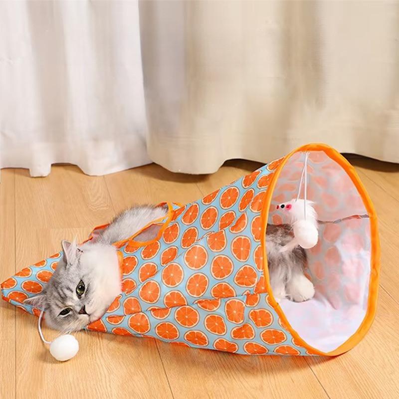 Katzen-Tunnel-Spielzeug Faltbarer Haustier-Tunnel Knister-Sack Tasche mit 1 kleinen Maus & Spielball Interaktives Katzenspielzeug