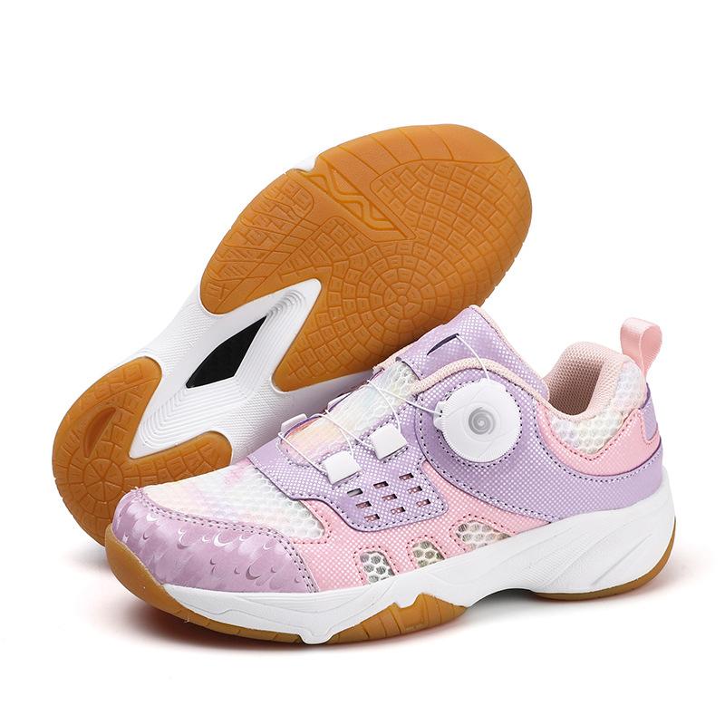 

Children s badminton shoes professional rotating buckle breathable non-slip wear-resistant training shoes boys and girls lace-up sports shoes 40
