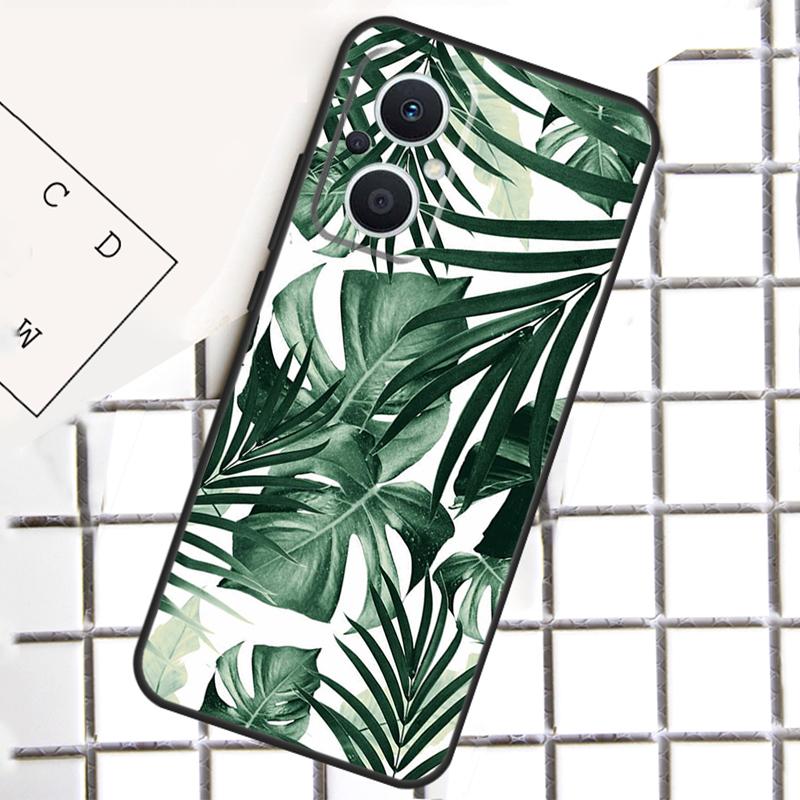 Tropical Leaf Pattern Phone Case For OPPO Reno 8T 7 8 Lite 14F 14 13 12 11 F 10 Pro OPPO Find X8 X6 X5 Pro Cover