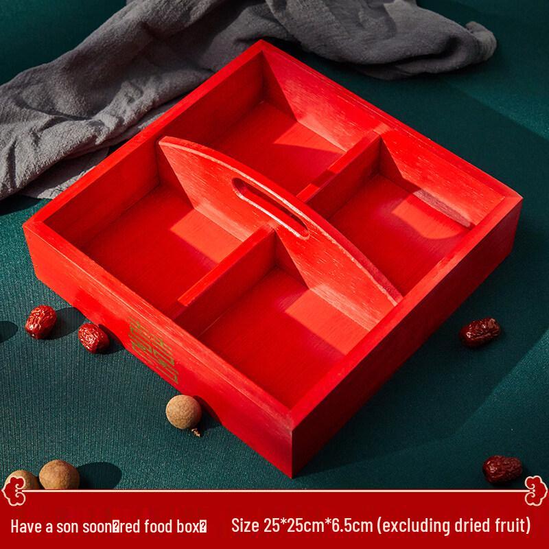 Chinese Style Bamboo 4-Compartment Snack & Fruit Basket