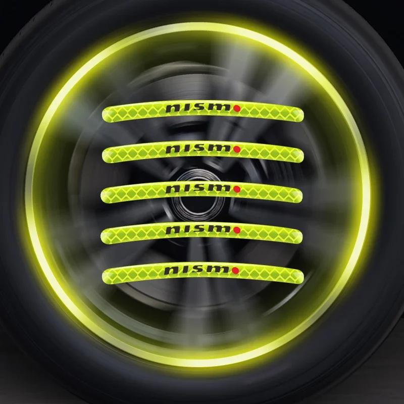 Car Wheel Fluorescent Sticker Hub Sticker Reflective Warning For Nissan Nismo Tiida Teana GTR Juke Qashqai Auto Accessories