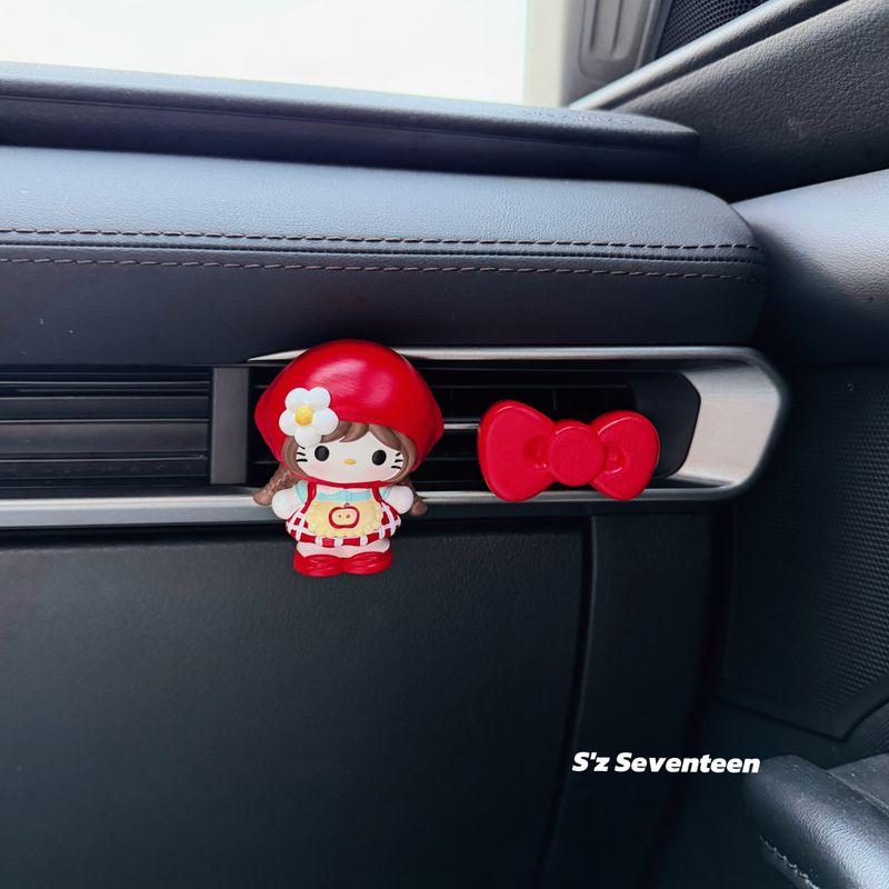 Cute Little Red Riding Hood Hello Kitty Car Air Vent Decoration Ornament Car Interior Fragrance Diffuser Stone Light Scent