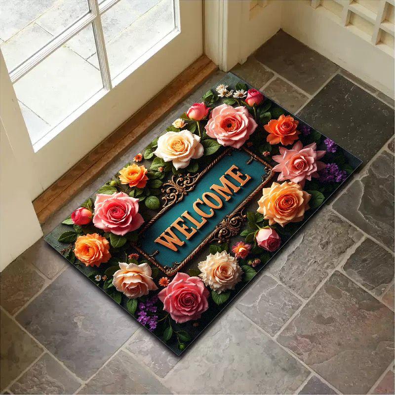 

VIKAMA Summer American Retro Floor Mat, Anti-Slip Entrance Door Mat, Home Decoration, Indoor And Outdoor Area Carpet 40x60cm 16x24inch