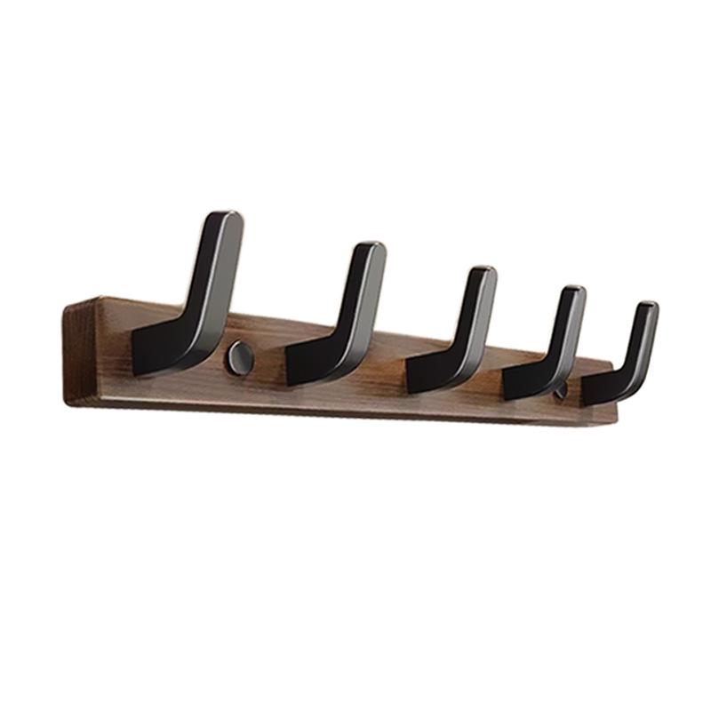 No-Drill Back-of-Door Black Walnut Wood Clothes Hanger Hook