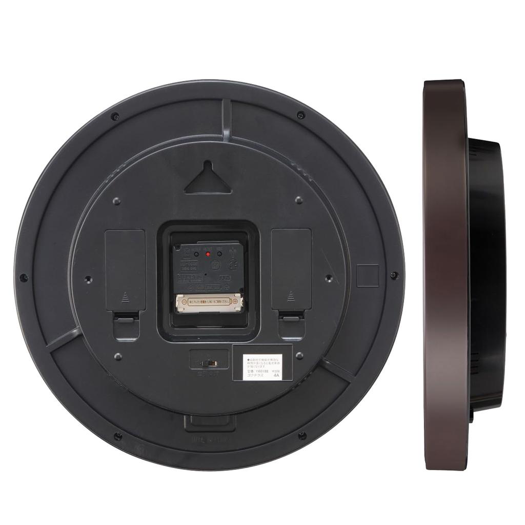 Landex YW9188DBR Analog Wall Automatic Step Second Nighttime Stop Dark Brown Radio-Controlled Clock, 31cm, Lighting, Hand, Function,