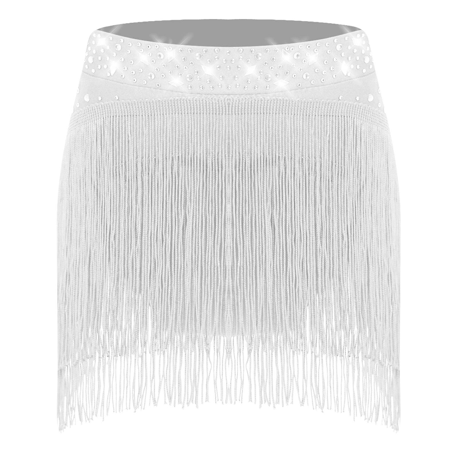 

Дівчачі інтегровані захисні шорти еластична талія бахрома танцювальні шорти блискучі паєтки тренувальний одяг для виступів 5-6 Years білий