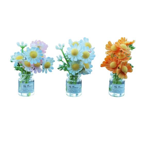 Mini Flower Vase Car Dashboard Decor Cute Center Console Accessory with Adhesive Realistic Micro-Landscape