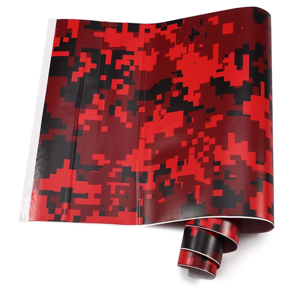 Car Red Camo Film PVC Waterproof Self Adhesive Camouflage Film Auto Body Color Change Sticker for Auto Motorcycle Stickers