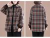 Women's Winter Brushed Plaid Long Sleeve Mid-Length Coat