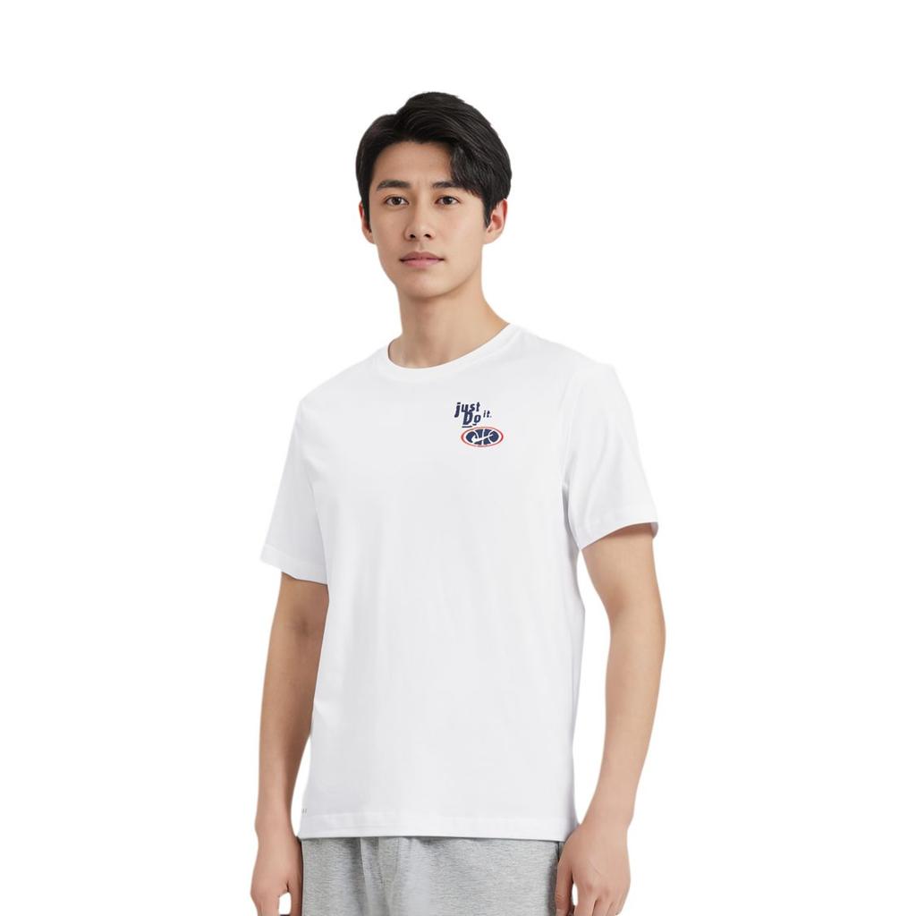 Nike T Shirts Men's White Crew Neck Moderate Straight Fit BQ3672-100
