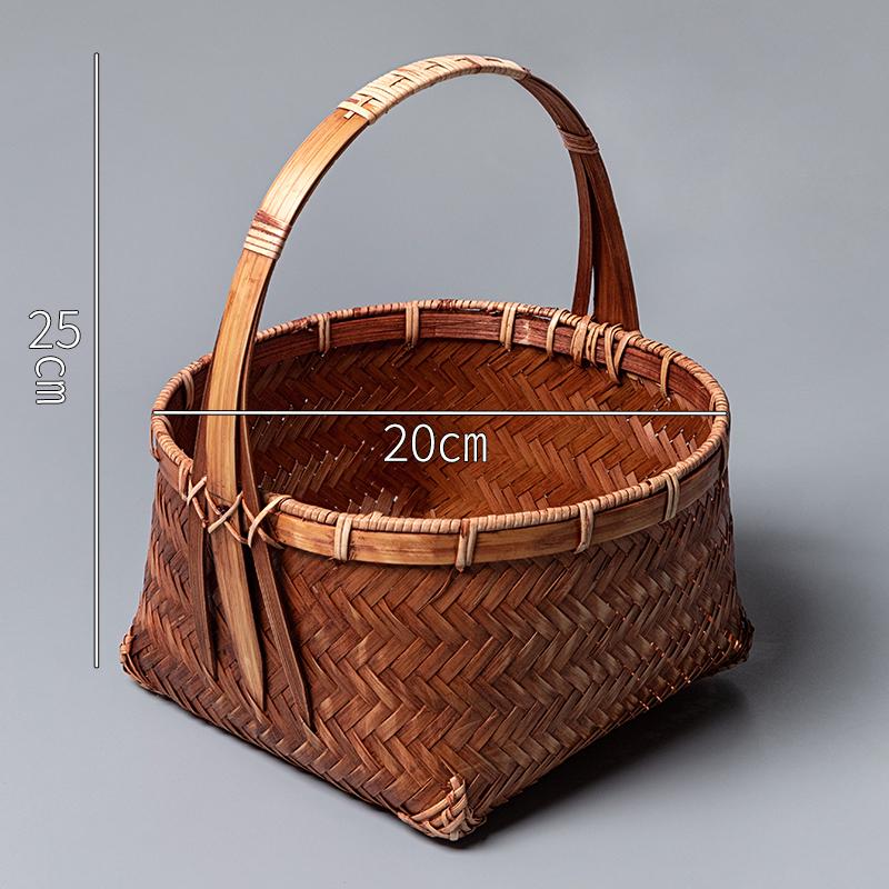 Handwoven Bamboo Retro Snack Basket and Plate for Picnic and Storage