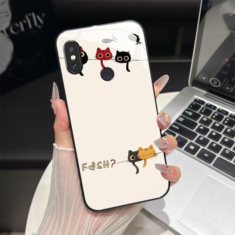 For Redmi Note 5/Note 6 Phone Case Trendy Design Tempered Glass Bumper For Xiaomi Redmi Note 5 6 Pro Full Protection Back Covers