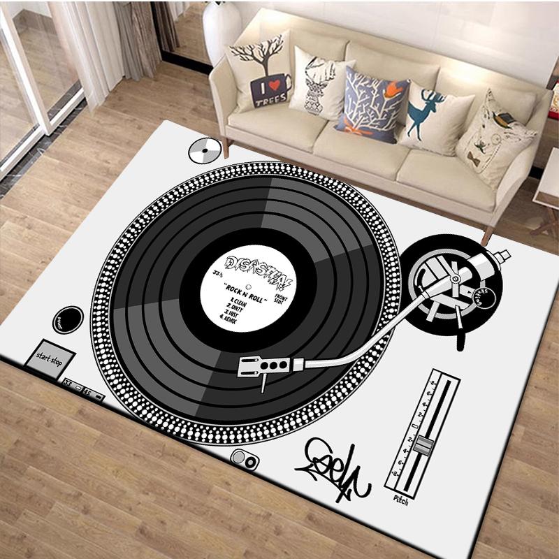 1PC Vinyl Disc Player Pattern Rug Carpets for Bedroom Living Room Sofa Music Mat Creative Door Mat Cloakroom Home Decor Gifts