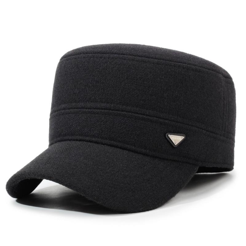 Winter Men's Hat Velvet Thick Ear Protection Wool Flat Cap Middle-Aged Outdoor Warm Cotton Hat