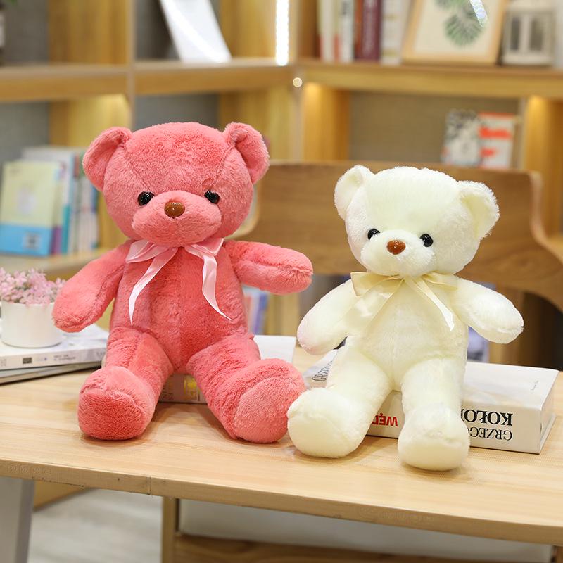 Colorful Ribbon Teddy Bear Plush Toy with Ten Color Options