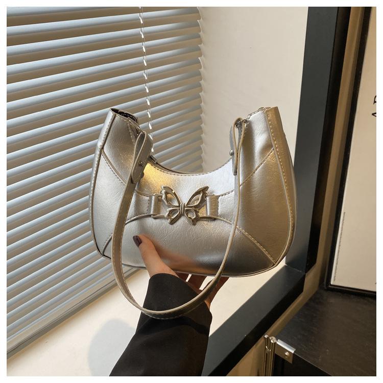 Solid color butterfly summer new fashion simple sweet diagonal across armpit shoulder bag women