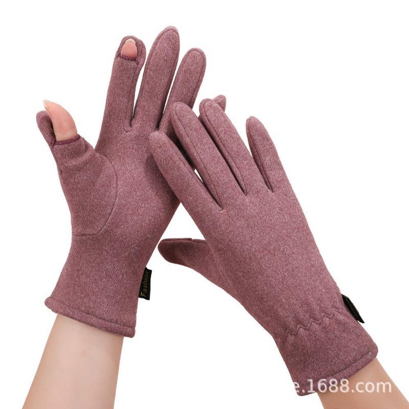 Warm gloves women's fleece cold-proof outdoor riding electric car rabbit down bow autumn and winter gloves