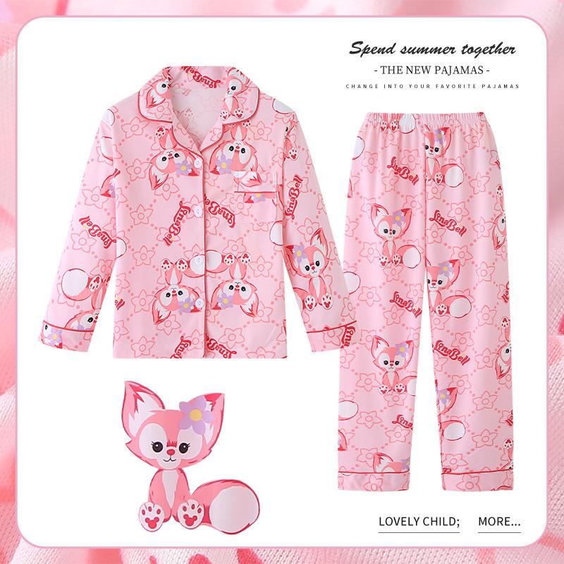 Children's Spring/Autumn Cartoon Print Pajamas, Long-Sleeve Cardigan Style for Boys and Girls