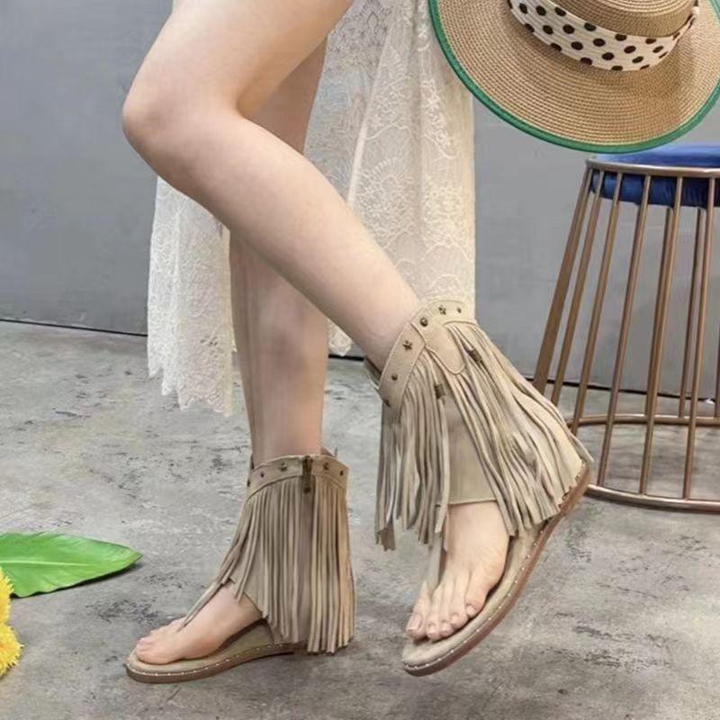 Moda 2024 Nowe letnie modne sandały damskie casualowe retro jeansowe damskie buty klinowe klapki sandały