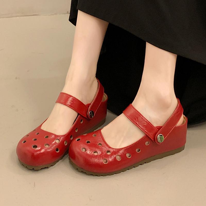 

Модные женские тапочки-клинья 2025 Новые туфли-мюли Полые летние сандалии Слингбэк Повседневная обувь Женские шлепанцы для ходьбы Zapatillas De Mujer 35