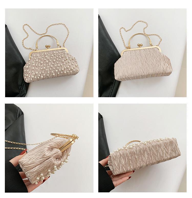 Dámská elegantní crossbody kabelka s kamínky na rameno, skořápka, jaro 2025