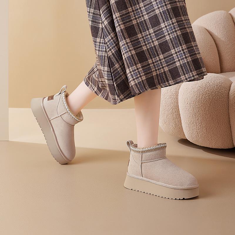 Augustine Snow Boots Women's 2025 New Winter Fleece Thickened Short Boots Muffin Platform Bread Cotton Shoes