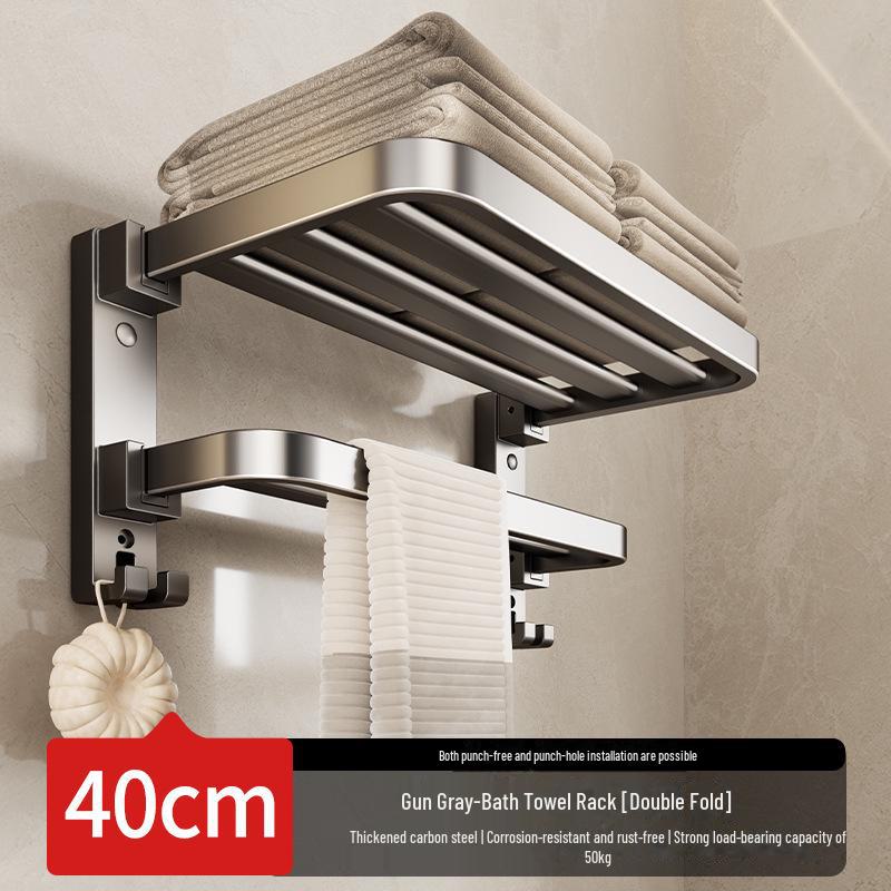 Punch-Free Bathroom Towel Rack and Shelf Kit