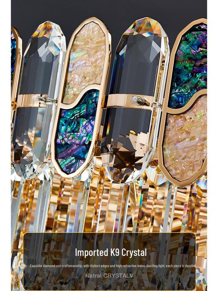 Luxury Crystal Chandelier Ceiling Light for Living, Dining, and Bedroom - High-End Colorful Shell Design