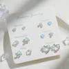 2024 New Blue Tone Silver Stud Earrings for Women