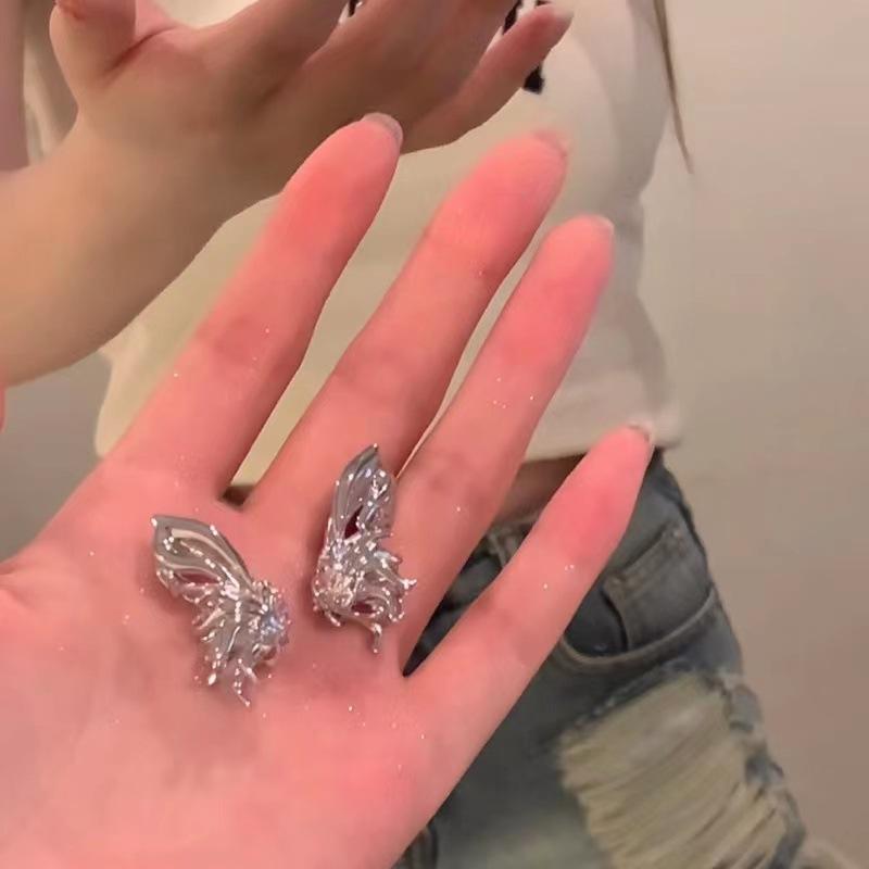 Pendientes líquidos irregulares Y2K para mujer, Color plateado, Hip-Hop, Punk, pendiente geométrico, Clip para chica, joyería de fiesta 2024