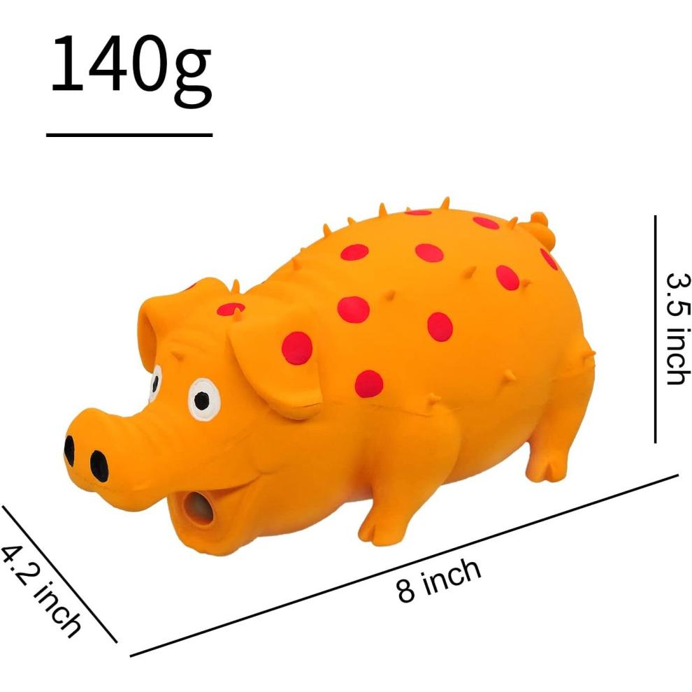 Dog Toys Polka Dot Latex Dog Chew Toys with Oinks Sound Sounding Pigs Dog Toys Durable Self Playing 8 inch (Approx. 20.3 cm)Dog Squeeze Toys, Orange)