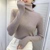 Women Pullover Turtleneck Sweater Autumn 2023 Long Sleeve Elastic Korean Simple Basic Jumper Solid Color Tops 16675